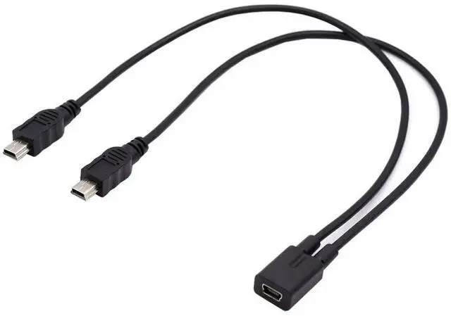 Alt view image 3 of 5 - 0.3M/0.98FT Mini USB Splitter Cable, Mini USB 1 Female to 2 Male Charging Extension Cord, Simultaneously Charge Two Devices