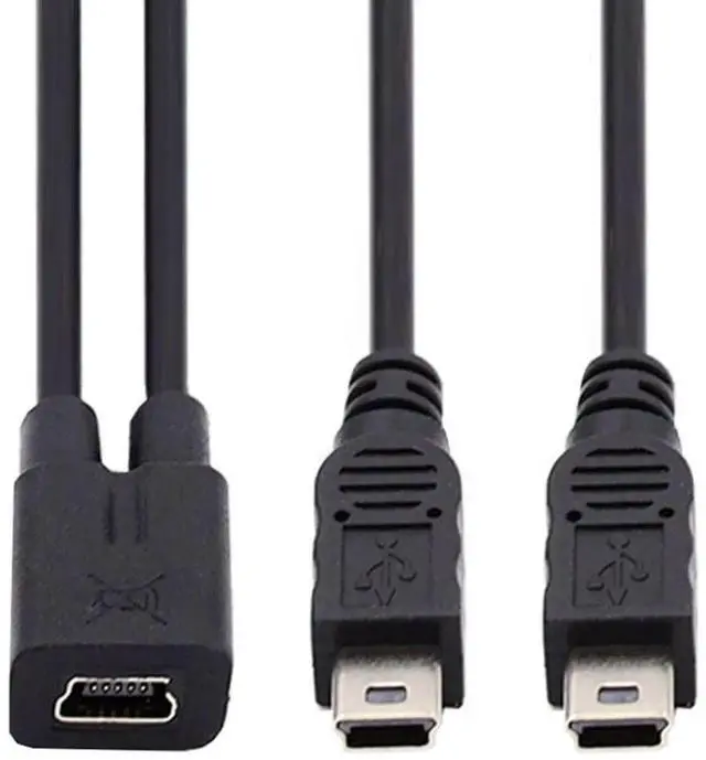 Alt view image 5 of 5 - 0.3M/0.98FT Mini USB Splitter Cable, Mini USB 1 Female to 2 Male Charging Extension Cord, Simultaneously Charge Two Devices