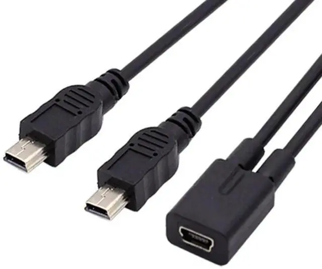 Alt view image 4 of 5 - 0.3M/0.98FT Mini USB Splitter Cable, Mini USB 1 Female to 2 Male Charging Extension Cord, Simultaneously Charge Two Devices
