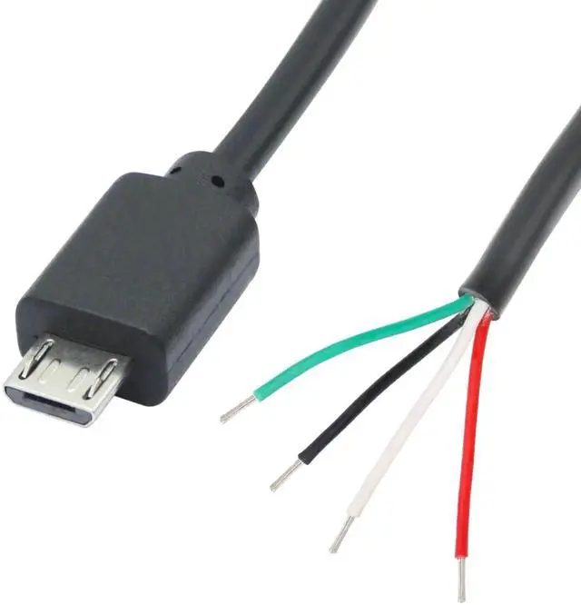 Alt view image 5 of 7 - 2Pcs 3FT Micro USB Male 4 Pin Bare Wire Cable, 24AWG 5V/2A Open End Pigtail Cord for USB Device DIY Installation Replacement and Repair