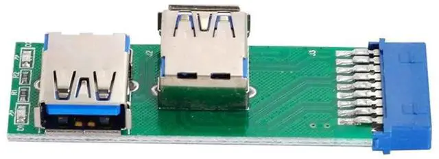 Alt view image 6 of 7 - Dual Side USB 3.0 Type A Female to Motherboard 20Pin 19Pin Header Adapter PCBA Board with LED Indicator for PC Desktop Chassis Internal Expansion