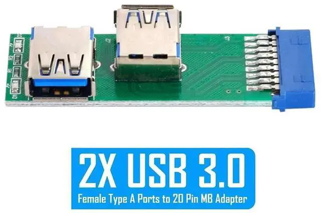 Alt view image 2 of 7 - Dual Side USB 3.0 Type A Female to Motherboard 20Pin 19Pin Header Adapter PCBA Board with LED Indicator for PC Desktop Chassis Internal Expansion