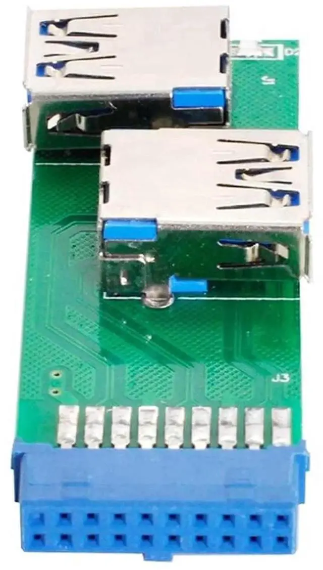 Alt view image 7 of 7 - Dual Side USB 3.0 Type A Female to Motherboard 20Pin 19Pin Header Adapter PCBA Board with LED Indicator for PC Desktop Chassis Internal Expansion
