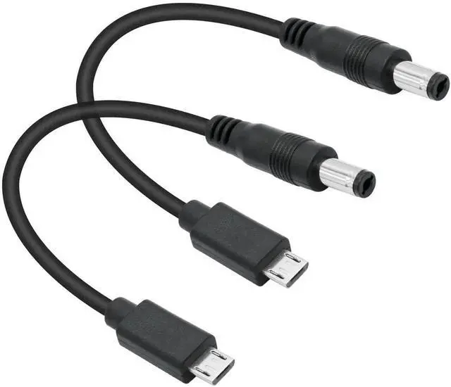 Main image of 2Pcs 6 Inch DC 5.5x2.1mm to Micro USB Power Cord, DC 5521 Male to Micro USB Male 5V 3A Fast Charging Extension Cable for LED Desk Lamp Small Fan and More Devices