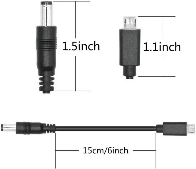 Alt view image 4 of 6 - 2Pcs 6 Inch DC 5.5x2.1mm to Micro USB Power Cord, DC 5521 Male to Micro USB Male 5V 3A Fast Charging Extension Cable for LED Desk Lamp Small Fan and More Devices