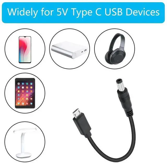 Alt view image 5 of 6 - 2Pcs 6 Inch DC 5.5x2.1mm to Micro USB Power Cord, DC 5521 Male to Micro USB Male 5V 3A Fast Charging Extension Cable for LED Desk Lamp Small Fan and More Devices