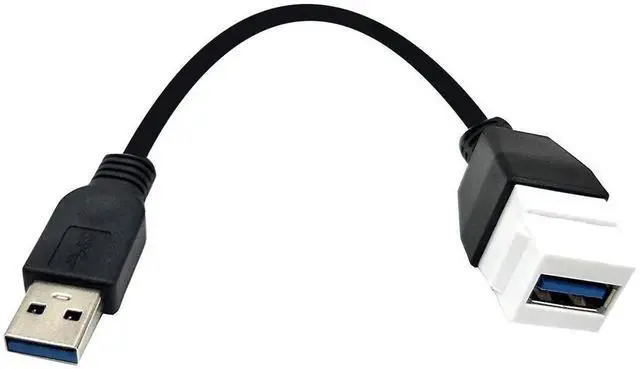 Main image of 10 Inch USB 3.0 Keystone Jack Pigtail Cable, 10Gbps Type A Male to Female Keystone Jack Extension Cord Adapter Compatible with USB 3.0 Wall Plate and Panel Mount Connectors