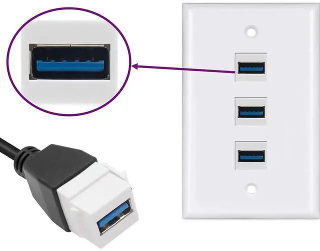Alt view image 5 of 7 - 10 Inch USB 3.0 Keystone Jack Pigtail Cable, 10Gbps Type A Male to Female Keystone Jack Extension Cord Adapter Compatible with USB 3.0 Wall Plate and Panel Mount Connectors