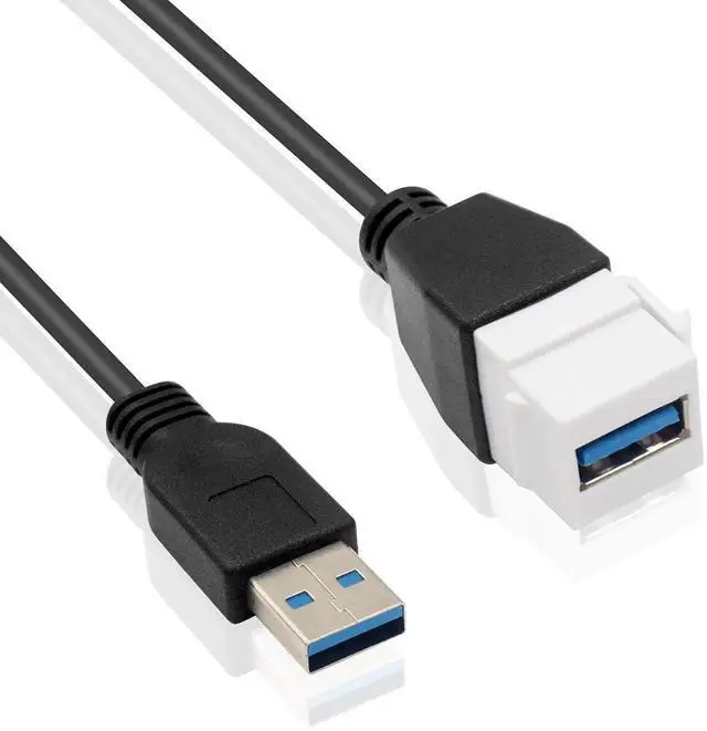 Alt view image 4 of 7 - 10 Inch USB 3.0 Keystone Jack Pigtail Cable, 10Gbps Type A Male to Female Keystone Jack Extension Cord Adapter Compatible with USB 3.0 Wall Plate and Panel Mount Connectors