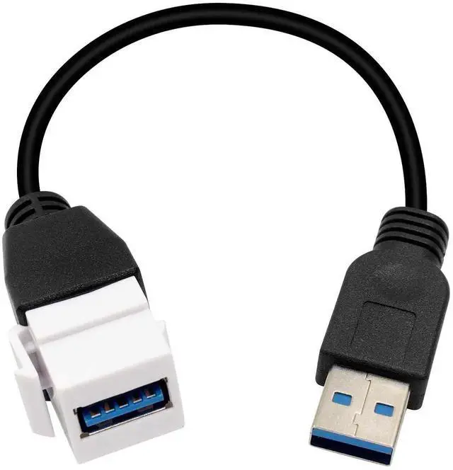 Alt view image 3 of 7 - 10 Inch USB 3.0 Keystone Jack Pigtail Cable, 10Gbps Type A Male to Female Keystone Jack Extension Cord Adapter Compatible with USB 3.0 Wall Plate and Panel Mount Connectors