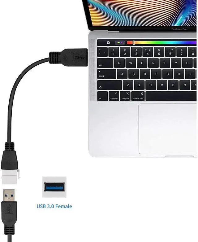 Alt view image 7 of 7 - 10 Inch USB 3.0 Keystone Jack Pigtail Cable, 10Gbps Type A Male to Female Keystone Jack Extension Cord Adapter Compatible with USB 3.0 Wall Plate and Panel Mount Connectors