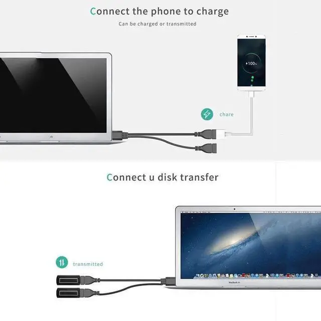 Alt view image 3 of 7 - USB 2.0 Y Splitter Cable, 1 in 2 Out USB A Male to Dual Female Jack Adapter Cord, Multi-Port USB Hub Power Extension for Laptop MacBook PC PS4 PS5 Xbox Car and More