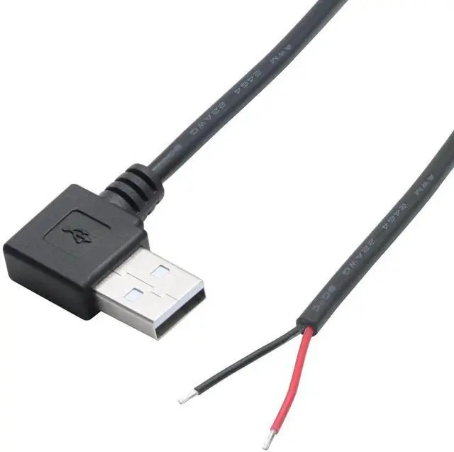 Alt view image 3 of 7 - 2Pcs 1M/3FT 90 Degree USB 2.0 A Male 2 Pin Bare Wire Pigtail Cable, Right Angle Open End Power Cord 5V/3A for USB Equipment DIY Installation Replacement and Repair