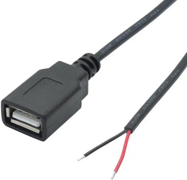 Alt view image 7 of 7 - 2Pcs 11 Inch USB A Female 2 Pin Bare Wire Pigtail Cable, 5V/3A Open End Power Only Cord for USB Equipment DIY Installation, Replacement and Repair