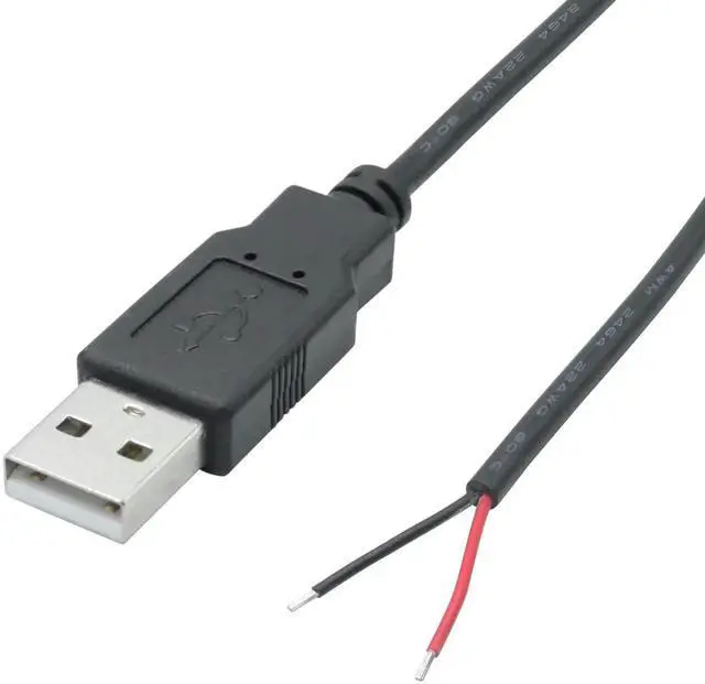 Alt view image 2 of 7 - 2Pcs 30cm/11.8in USB 2.0 A Male 2 Pin Bare Wire Pigtail Cable, 5V/3A Open End Power Only Cord for USB Equipment DIY Installation, Replacement and Repair
