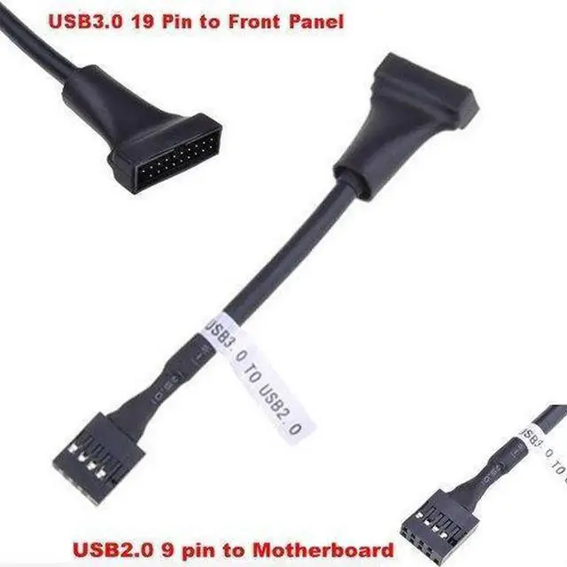 Alt view image 2 of 4 - USB 3.0 20Pin Male to USB 2.0 9Pin Female Adapter Cable, Motherboard Front Panel Header Converter Joiner Housing