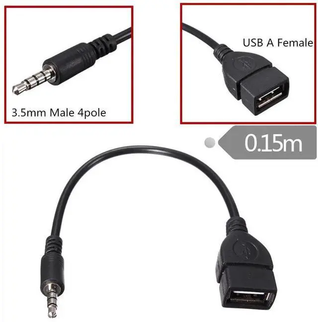 Alt view image 3 of 7 - 3.5mm Male AUX to USB 2.0 Female Adapter Cable, Car MP3 Decoding Audio Jack Adapter, Vehicle AUX U-Disk Music Play Adaptor for Car Stereo System