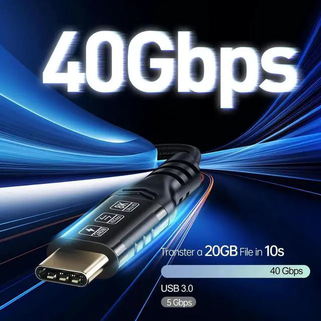 Alt view image 3 of 7 - Short Thunderbolt 4 USB C Cable 0.5M/1.65ft, USB4 Braided Cable 40Gbps Data Transfer, 8K@60Hz Video PD 240W Fast Charging Compatible with Thunderbolt 4/3 MacBook Pro SSD eGPU