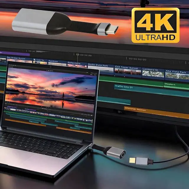 Alt view image 3 of 7 - USB4 Type-C to Mini DP Adapter Flat Cable, Ultra Slim Source Host to Mini DisplayPort Cord, 4K@60Hz 1080P HD Video for Monitor HDTV Compatible with Laptop Tablet Phone