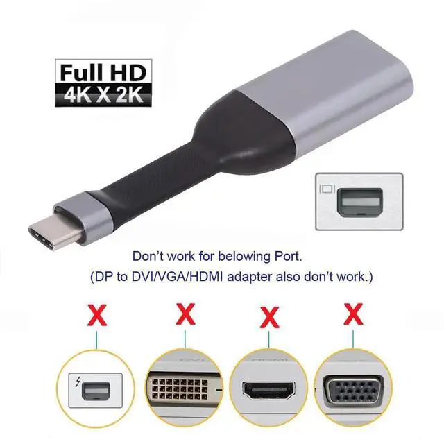 Alt view image 2 of 7 - USB4 Type-C to Mini DP Adapter Flat Cable, Ultra Slim Source Host to Mini DisplayPort Cord, 4K@60Hz 1080P HD Video for Monitor HDTV Compatible with Laptop Tablet Phone