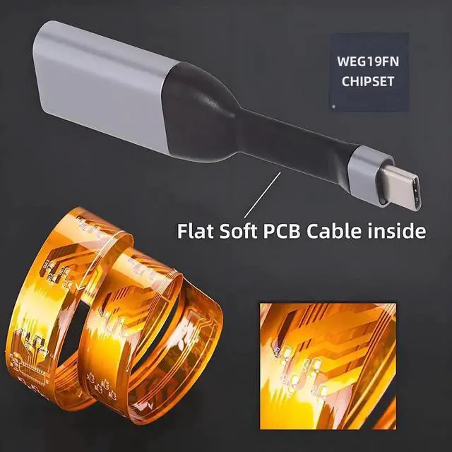 Alt view image 5 of 7 - USB4 Type-C to Mini DP Adapter Flat Cable, Ultra Slim Source Host to Mini DisplayPort Cord, 4K@60Hz 1080P HD Video for Monitor HDTV Compatible with Laptop Tablet Phone