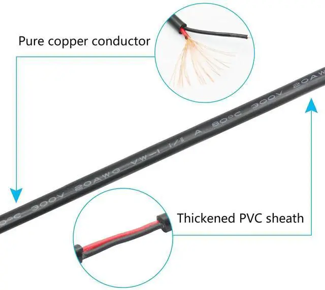 Alt view image 6 of 7 - 2Pcs 11 Inch USB A Male to 2 Pin Bare Wire Power Cord, 20AWG 5V 5A Open End 2 Pin Pigtail Cable for USB Equipment DIY Install Replacement Repair
