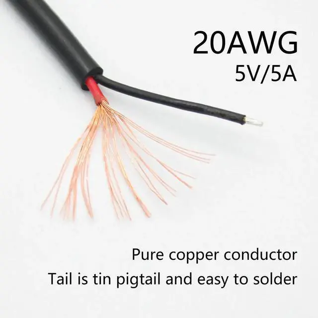 Alt view image 5 of 7 - 2Pcs 11 Inch USB A Male to 2 Pin Bare Wire Power Cord, 20AWG 5V 5A Open End 2 Pin Pigtail Cable for USB Equipment DIY Install Replacement Repair