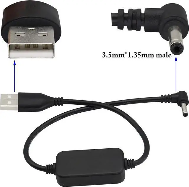 Alt view image 3 of 7 - 0.3m USB 2.0 Male to 90 Degree 3.5x1.35mm DC Male Elbow Power Cord, Right Angle DC Barrel Jack 5V Extension Cable for Desk Lamp Mini Fan Router Small Electronics
