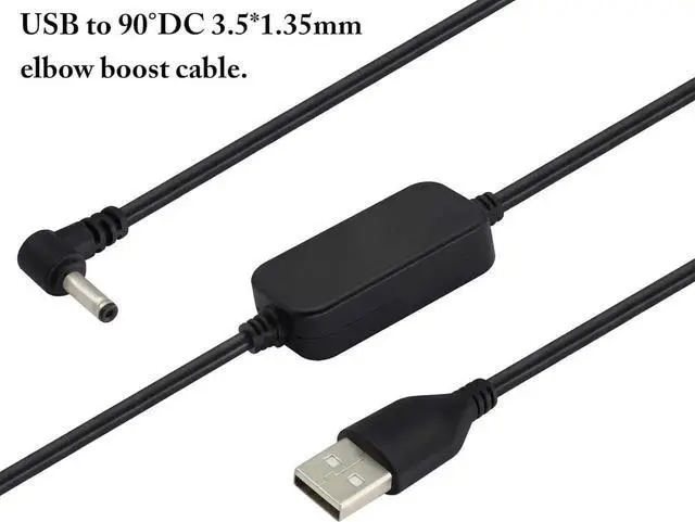 Alt view image 6 of 7 - 0.3m USB 2.0 Male to 90 Degree 3.5x1.35mm DC Male Elbow Power Cord, Right Angle DC Barrel Jack 5V Extension Cable for Desk Lamp Mini Fan Router Small Electronics