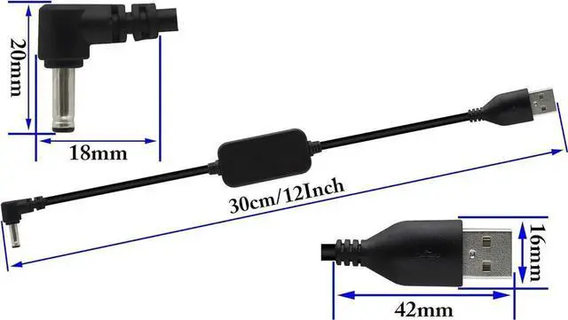 Alt view image 7 of 7 - 0.3m USB 2.0 Male to 90 Degree 3.5x1.35mm DC Male Elbow Power Cord, Right Angle DC Barrel Jack 5V Extension Cable for Desk Lamp Mini Fan Router Small Electronics