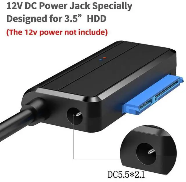 Alt view image 2 of 7 - USB 3.0 Type-A to SATA 7+15 22Pin Angled Adapter Cable, 5Gbps HDD SSD Converter for 2.5/3.5 Inch Hard Drive Desktop Laptop, Requires 12V Power Supply