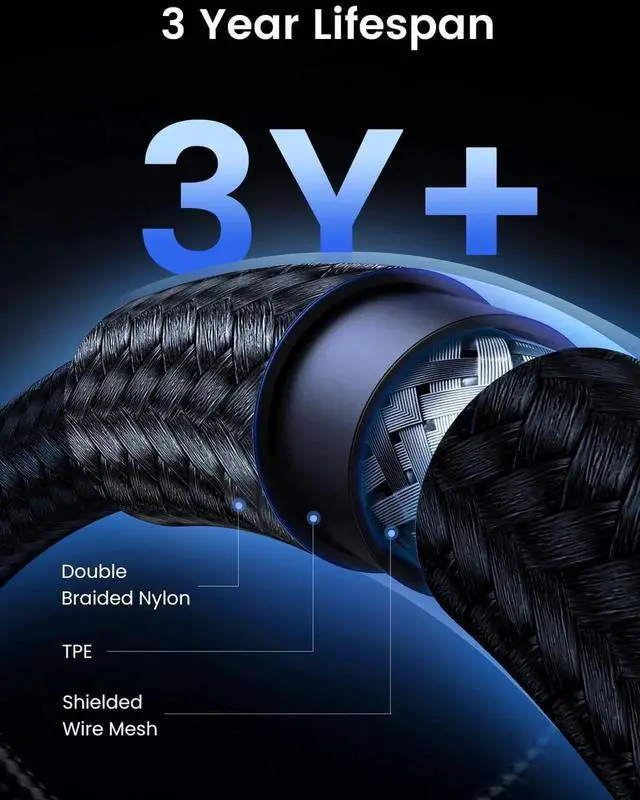 Alt view image 6 of 7 - UGREEN 3.3FT USB C to USB C Cable, USB 3.2 Gen 2 10Gbps Data Transfer, 240W PD Fast Charging, 4K@60Hz Video Monitor Cable Compatible with iPhone 17 16, Samsung Galaxy S25 S24, MacBook Pro, iPad Pro, D