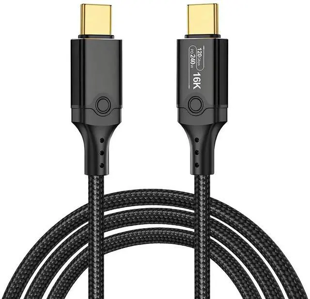 Main image of 6.6FT Thunderbolt 5 Cable, 120Gbps High Bandwidth Braided USB C Video Cable, 240W PD Fast Charging, Support 16K/Dual 8K, Compatible with Thunderbolt 4/5, USB4, SSD, MacBook M4 Pro, Dock, eGPU, Black
