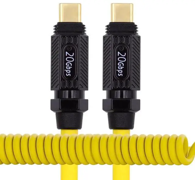 Main image of 6FT/1.8M Stretch Coiled Silicone USB4 USB-C Cable, 20Gbps Data Transfer, 140W Fast Charging, 8K HD Video Type-C Male to Male Cord, Power & Data for Gaming Keyboard Mouse Laptop