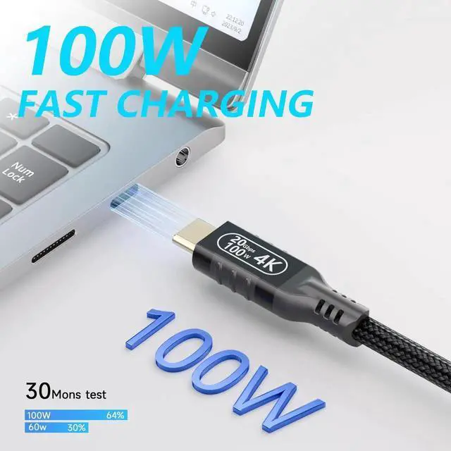 Alt view image 2 of 7 - 16.5FT/5M USB C Extension Cable, USB 3.2 Male to Female Extender, 20Gbps Data Transfer, 100W PD Fast Charging, 4K@60Hz UHD Video Extension Cord for USB-C Monitor, Laptop, Phone