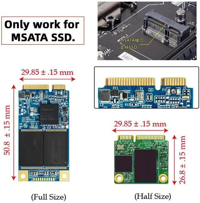Alt view image 7 of 7 - USB 3.0 to mSATA SSD Enclosure Cable, Dual Type-A & Type-C Connector, 5Gbps High Speed External mSATA SSD Docking Cable Enclosure for Laptop Desktop