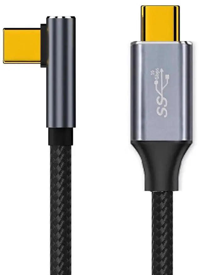 Main image of 90 Degree Angled USB3.1 Gen 2 USB-C to USB-C Cable, Low Profile Male to Male, 3M/9.8FT, 10Gbps Data, 100W PD Fast Charging, 4K@60Hz Video Extension Cord for Laptop Phone