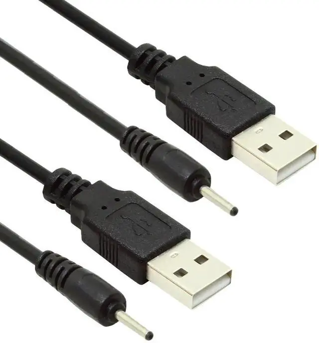 Main image of 2Pcs/Lot 150cm USB 2.0 Type-A Male to DC 2.0x0.7mm Power Cable, 24AWG Round Plug 5V DC Charging Cord for Electronic Devices