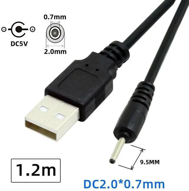 Alt view image 3 of 7 - 2Pcs/Lot 150cm USB 2.0 Type-A Male to DC 2.0x0.7mm Power Cable, 24AWG Round Plug 5V DC Charging Cord for Electronic Devices
