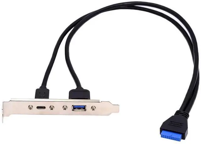Main image of 50cm USB3.0 Motherboard 19/20Pin to USB-C & USB 3.0 Dual Female Ports Cable, 5Gbps High Speed PCI-E Back Panel Expansion Cable for Desktop Motherboard