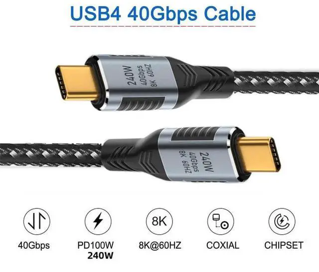 Alt view image 3 of 7 - 0.2M Short USB4.0 USB C Cable, 240W PD Fast Charging, 40Gbps Data Transfer, 8K@60Hz 5K Video Cord Compatible with Thunderbolt 3/4 USB3.1 Devices