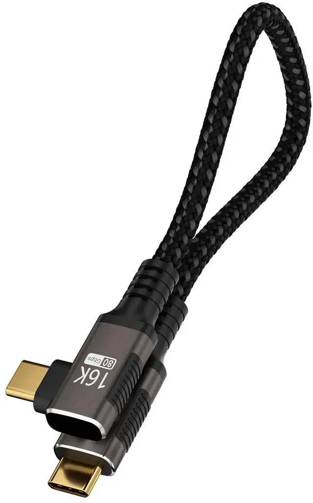 Main image of 1FT 90 Degree Right Angle USB C Cable, Compatible with Thunderbolt 5/4, 80Gbps High Speed Data Transfer, 240W PD Fast Charging, 16K@60Hz / 8K@120Hz Video Output for Monitor Display