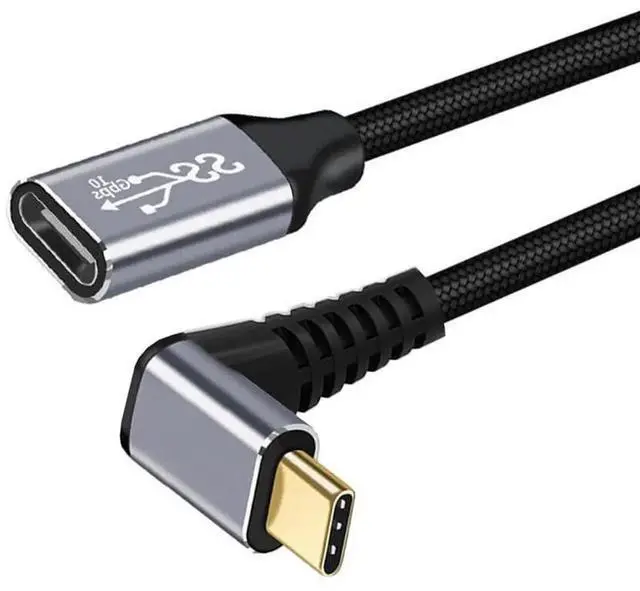 Main image of 3.0m Up & Down Angled USB-C Male to Female Extension Cable, USB 3.1 Type C 10Gbps 100W Braided Sleeve Extension Data Cord for Laptop