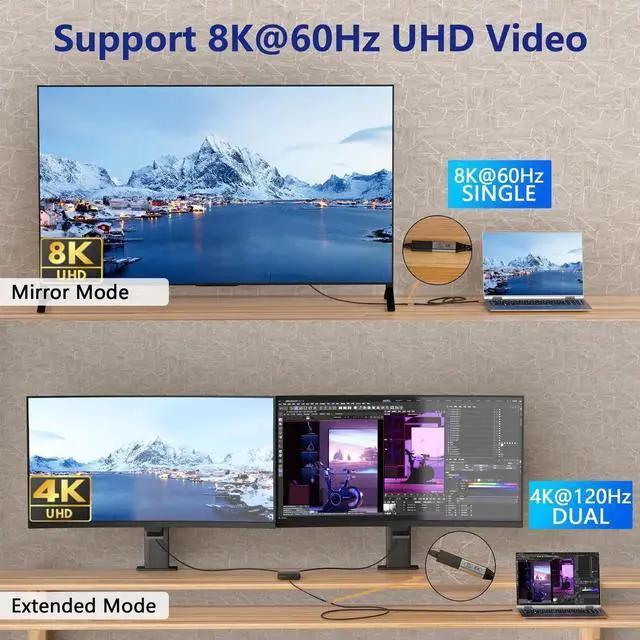 Alt view image 4 of 7 - 3.3FT/1M USB C Extension Cable, Thunderbolt 4 Compatible USB4 Cable, 40Gbps Data Transfer, 240W Fast Charging, 8K@60Hz & 4K@120Hz Ultra HD Video USB C Male to Female Extender for Monitor