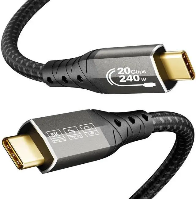Main image of 1M/3.3FT USB C to USB C Cable, USB 3.2 20Gbps Data Transfer, 8K@30Hz 4K@60Hz/144Hz Video Cable, 240W PD Fast Charging Compatible with Thunderbolt 4, iPhone 16, MacBook Pro, SSD, XPS