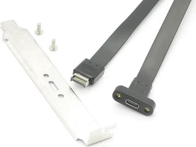 Alt view image 4 of 7 - 20Gbps USB 3.2 Gen 2x2 Flat Cable, Internal 20-Pin Type-E to USB-C Panel Mount Adapter Extension Cable