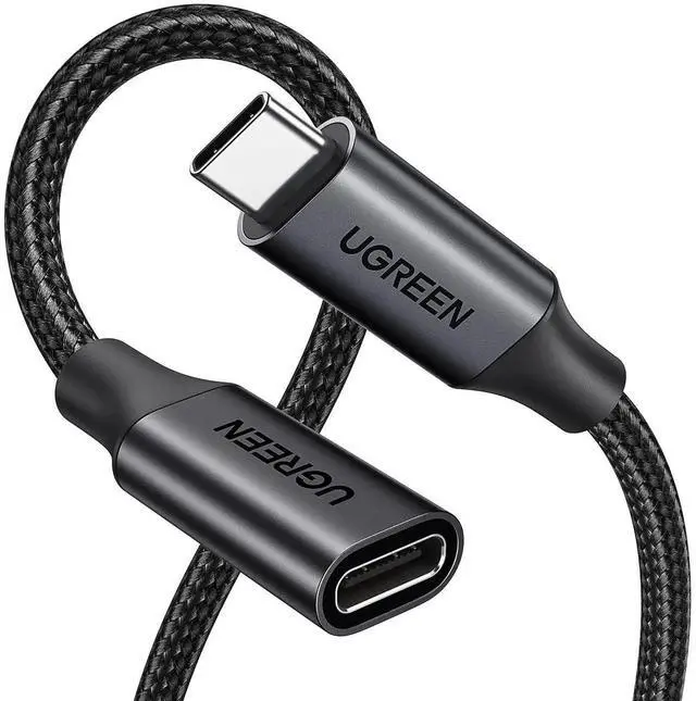 Main image of UGREEN 3.3Ft USB C Extension Cable, 10Gbps Data Transfer 100W PD Fast Charging, Nylon Braided Type C Male to Female Extender Cord Compatible with PSVR2, MacBook, iPad Pro, MagSafe Charger, iPhone, Bla