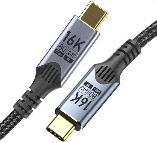 Main image of 1FT/0.3M Short USB C to USB C Braided Cable, Compatible with Thunderbolt 5, 80Gbps Data Transfer, 16K/8K/4K Video, 240W PD Fast Charging, Backward Compatible with Thunderbolt 4/3