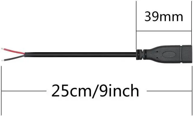 Alt view image 2 of 7 - 4Pcs 9Inch/25cm Short USB C Female to 2 Pin Bare Wire Cable, 5V/3A Open End Pigtail Power Cord, DIY Replacement Repair Wire for USB-C Equipment Installation