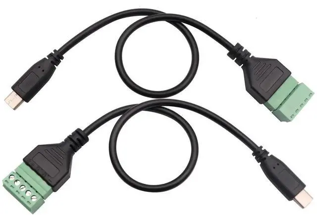 Alt view image 6 of 6 - 2Pack 30CM USB Type C Screw Terminal Block Cable, USB-C Male Plug to 5 Pin Screw Terminal Connector with Shielded Terminal, Pluggable Adapter Converter Wire